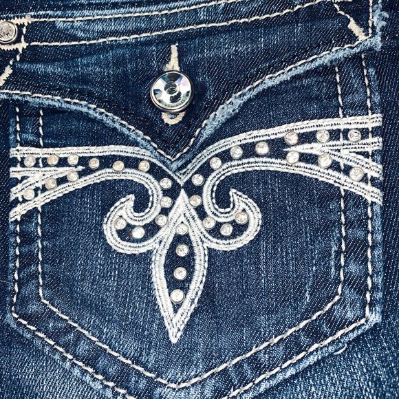 🚫SOLD!👖I•ROCK REVIVAL•I Sara Skinny Jeans 28x32 - Picture 5 of 8